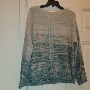 Style & Co. Gray and Green Crew Neck Sweater with Ombré Effect